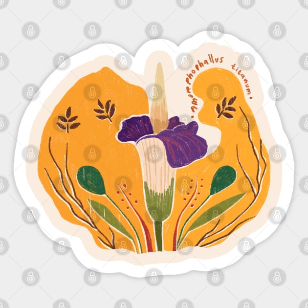 Amorphophallus Titanum Sticker by Nadia Nurhanifa